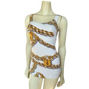 RARE ARCHIVAL Vintage Rose Marie Reid 50’s Pinup Chains Retro Swimsuit Small S